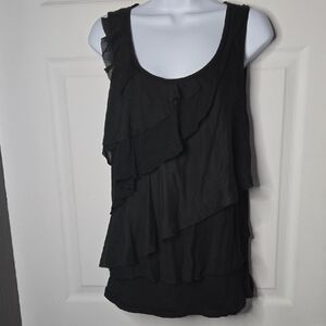 Black Layered Sleeveless Top LOFT M